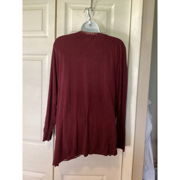 Women's Christopher & Banks Top Size P/L Burgundy Long Sleeve - Picture 3 of 8